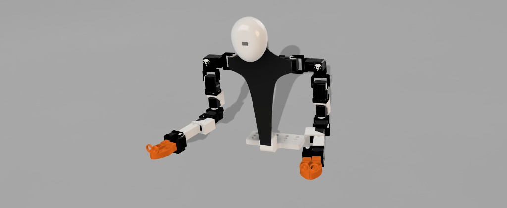Raven humanoid robot with two 7-DOF arms on a desk mount
